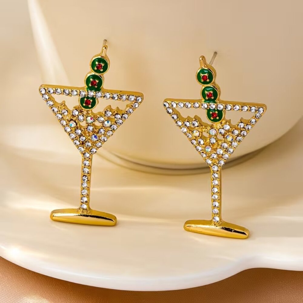 “Dirty Martini” Rhinestone Earrings (BRAND-NEW & SUPER CUTE!)